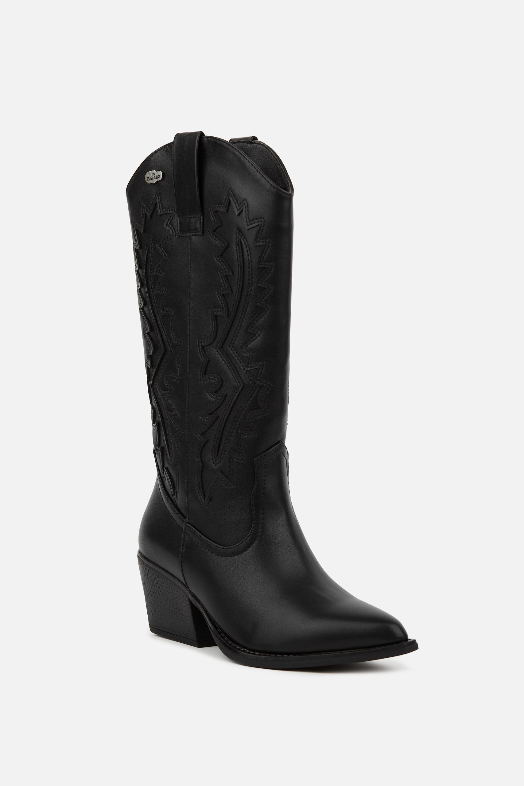 BOTA COWBOY DE MUJER NEGRA CON TACÓN CORTO