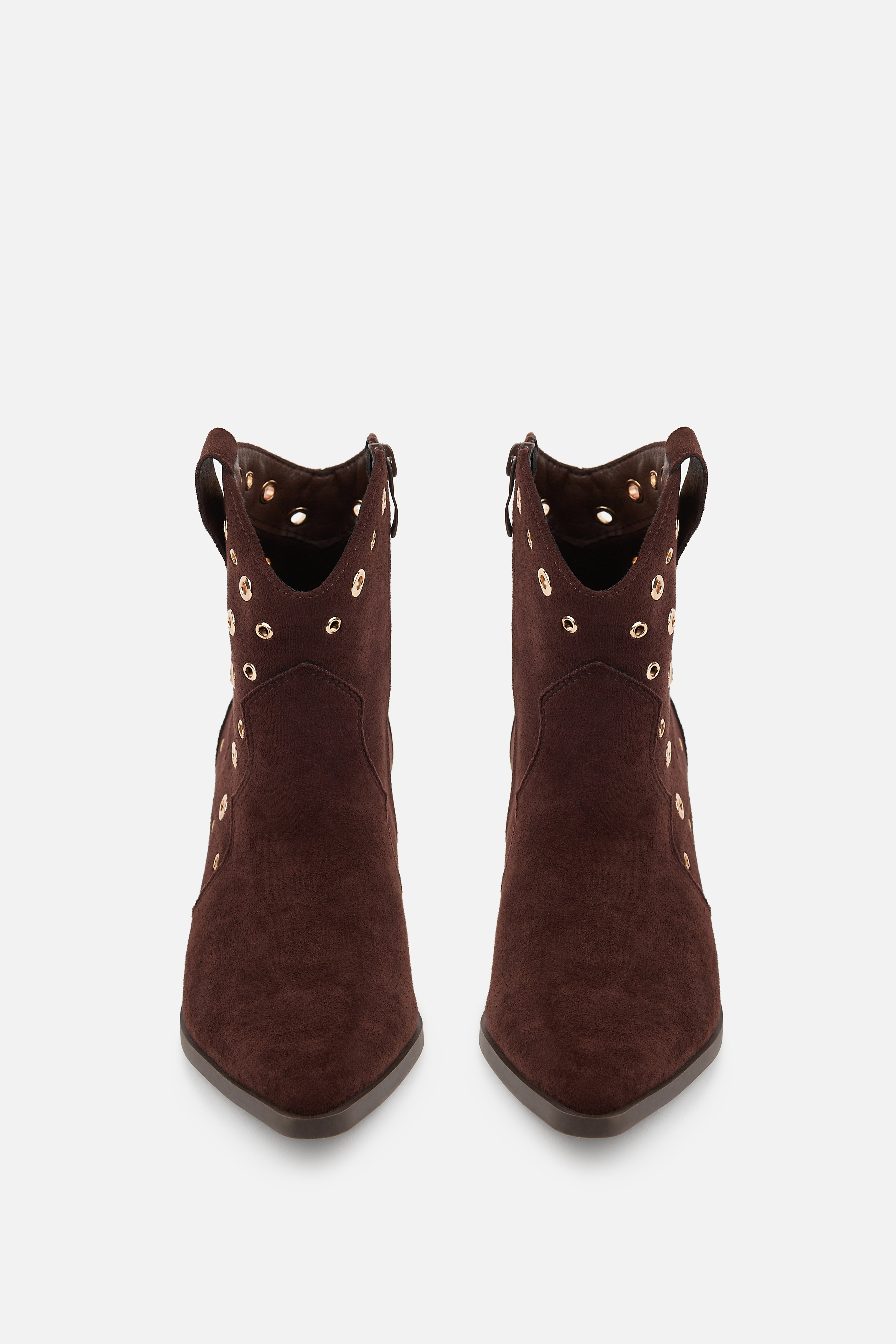 BOTÍN COWBOY MARRÓN DE MUJER CON TACÓN CORTO