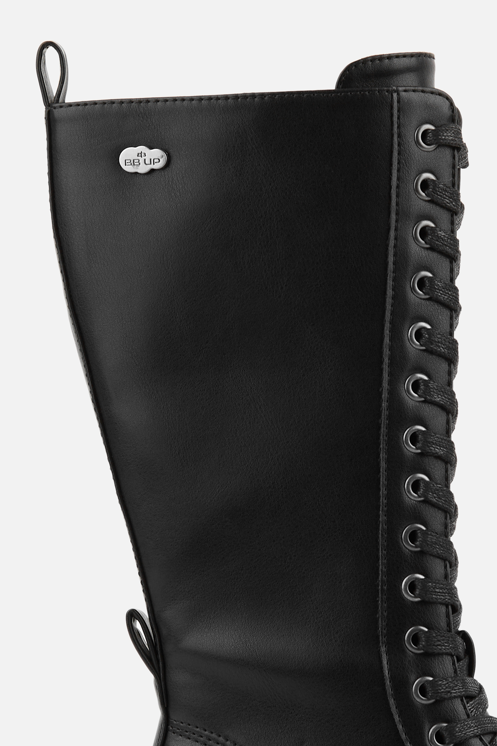 BOTA MILITAR PRETA DE MULHER DE CANO ALTO COM ATACADORES
