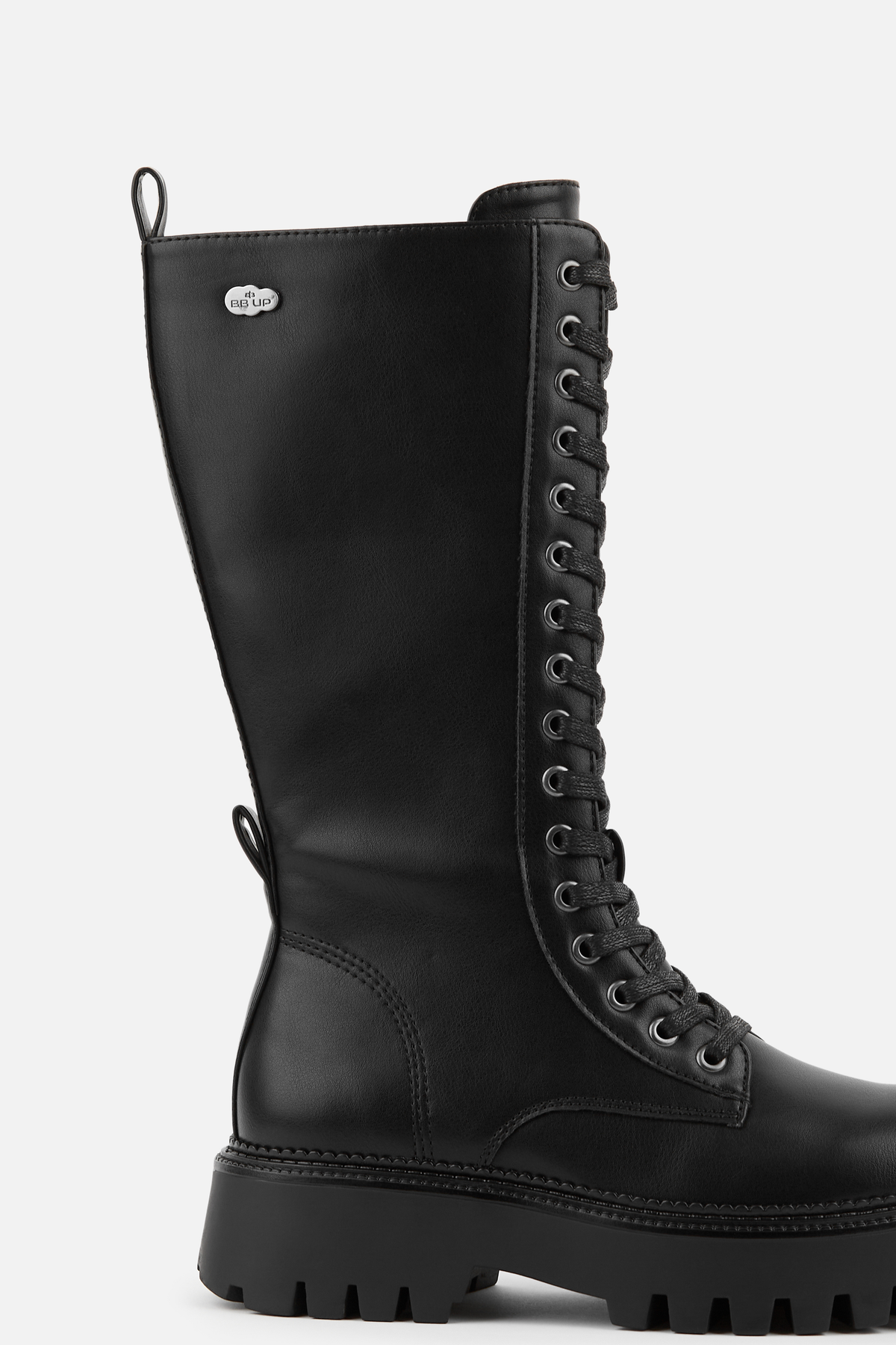 BOTA MILITAR PRETA DE MULHER DE CANO ALTO COM ATACADORES