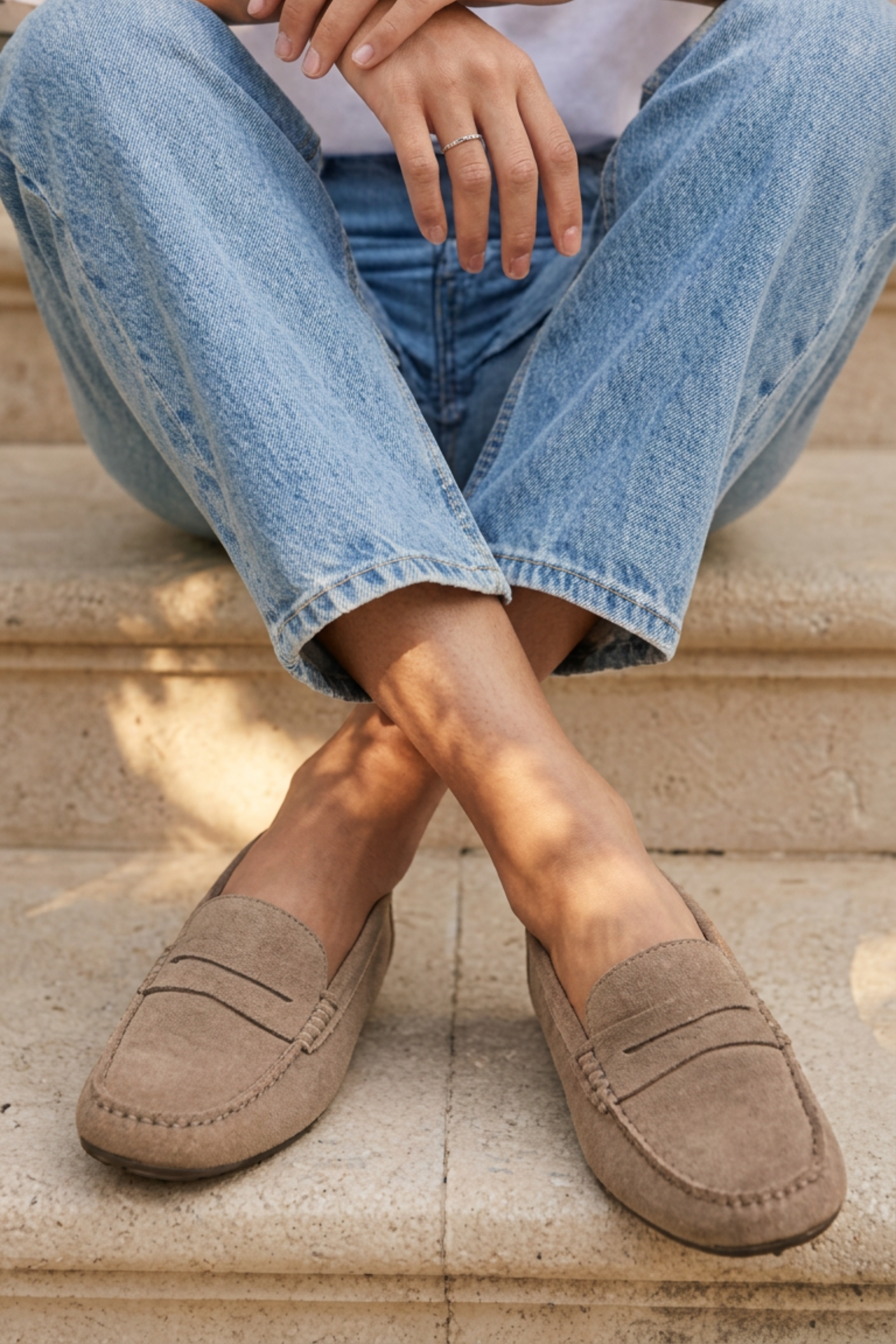 MOCASÍN PIEL PESPUNTE TOPO MUJER MINIMAL CHIC