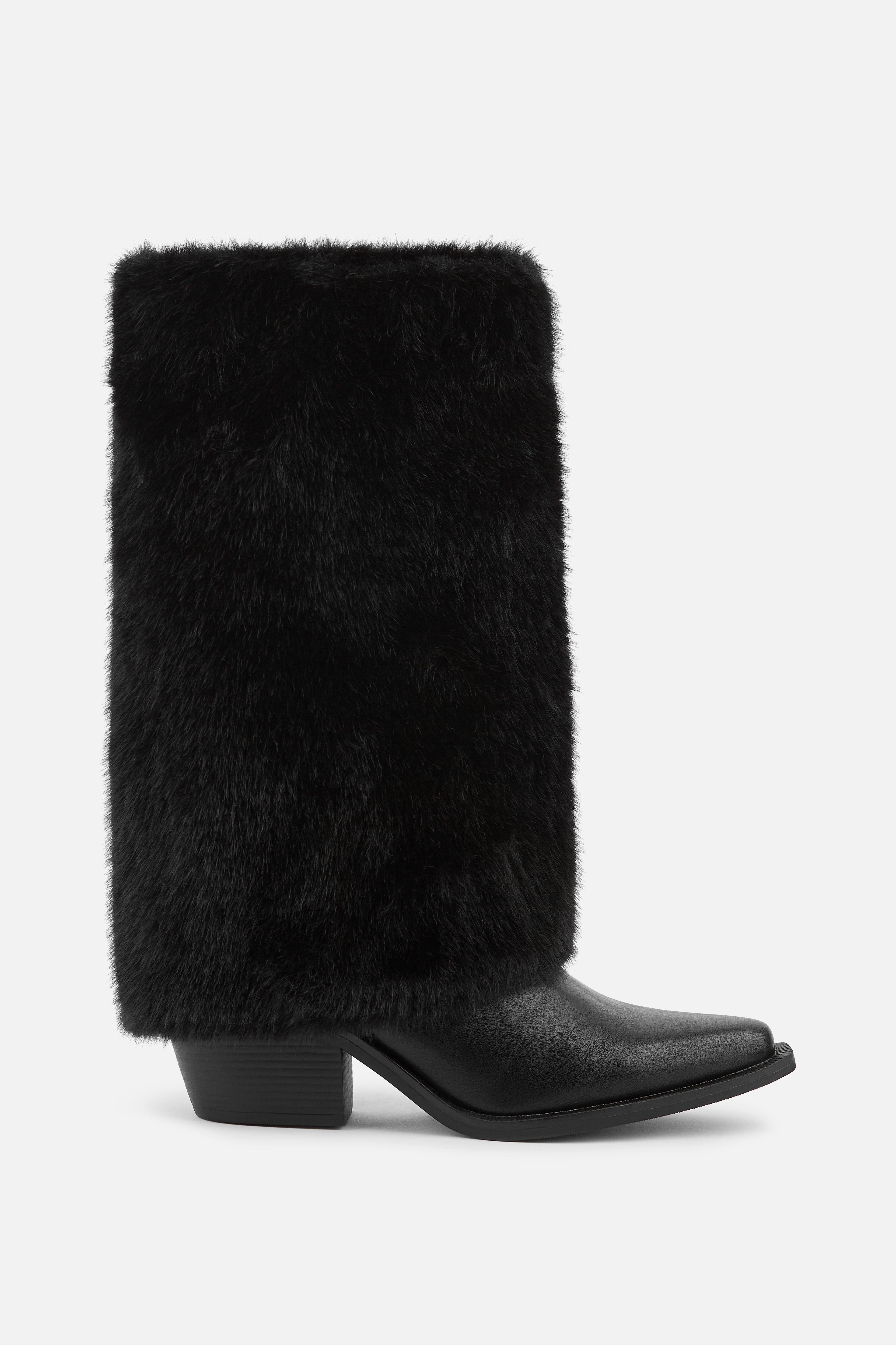 BOTA ALTA NEGRA DE MUJER CON PELO