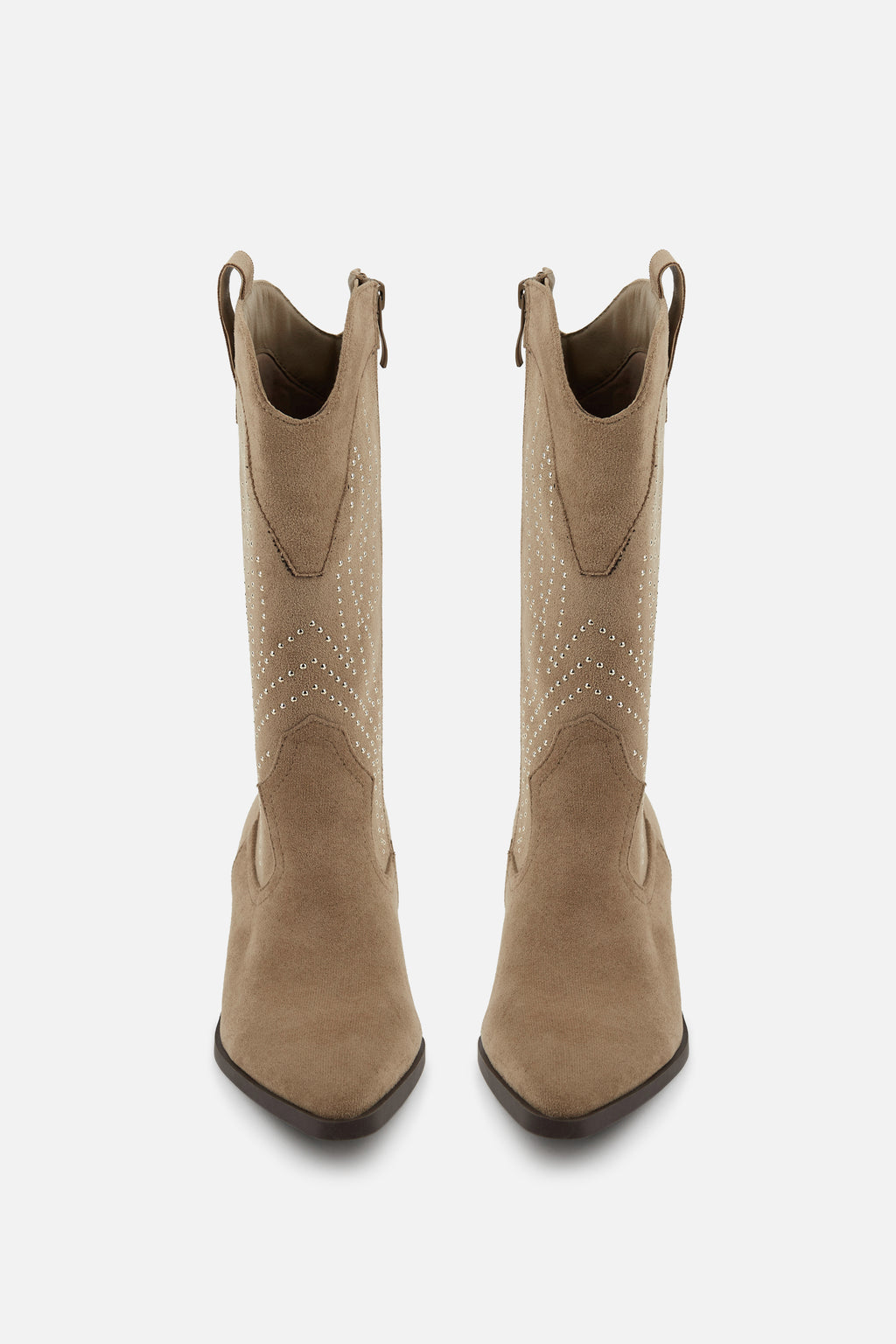 BOTA COWBOY DE MUJER BEIGE CON TACÓN CORTO