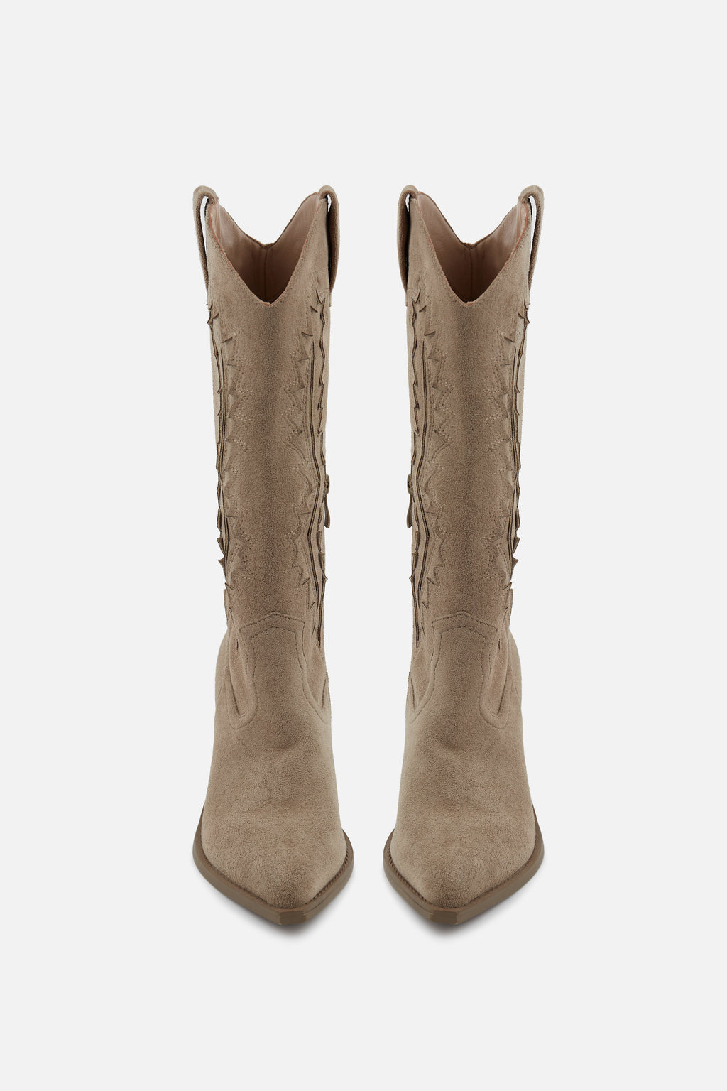 BOTA COWBOY DE MUJER BORDADA ANTE CREMA CON TACÓN