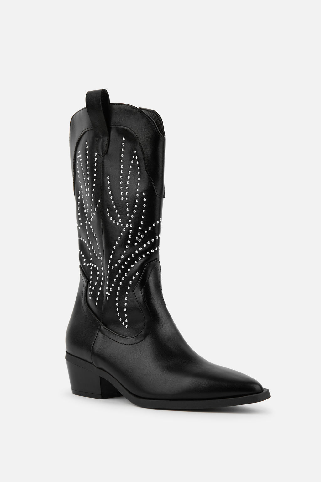 BOTA COWBOY DE MUJER NEGRA CON TACÓN CORTO