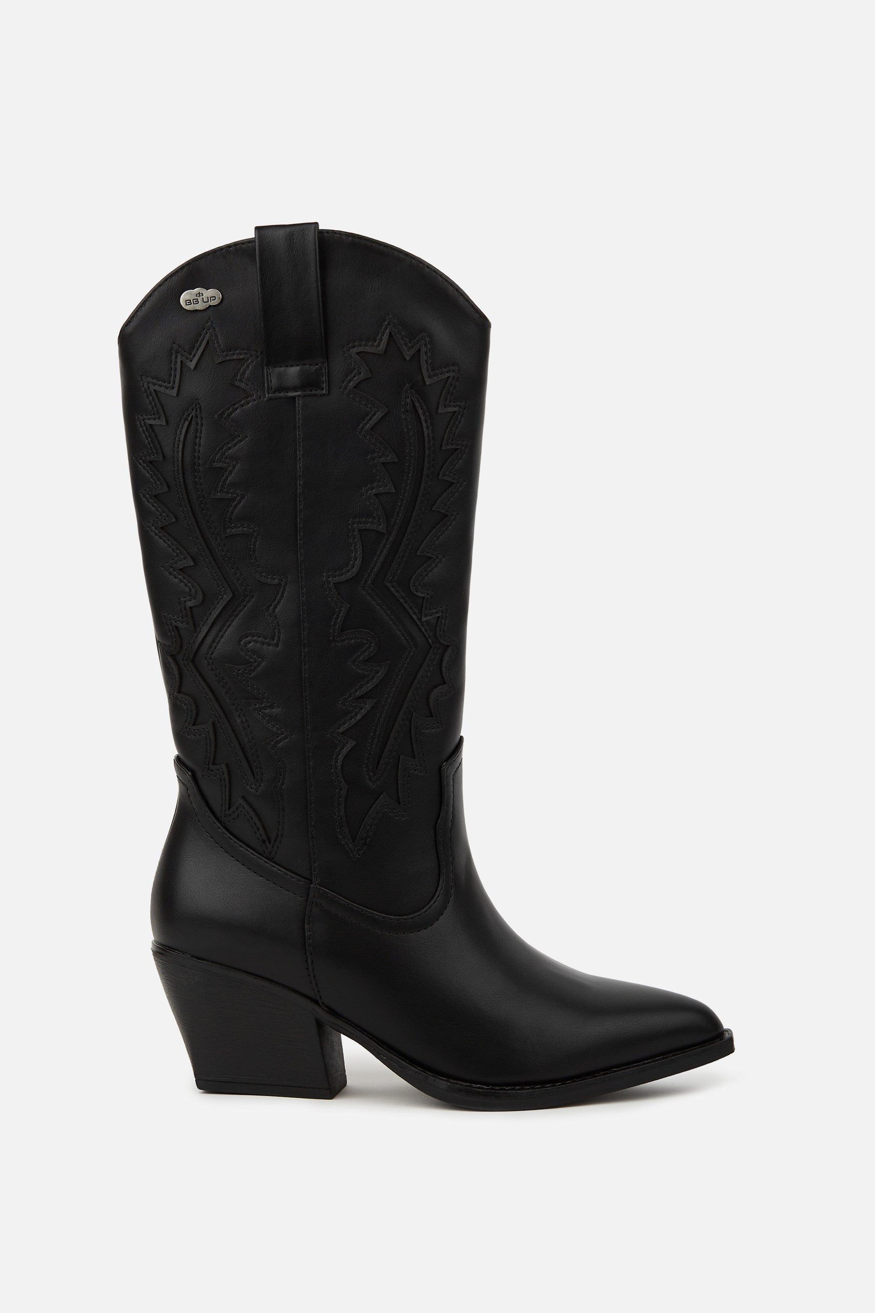 BOTA COWBOY DE MUJER NEGRA CON TACÓN CORTO