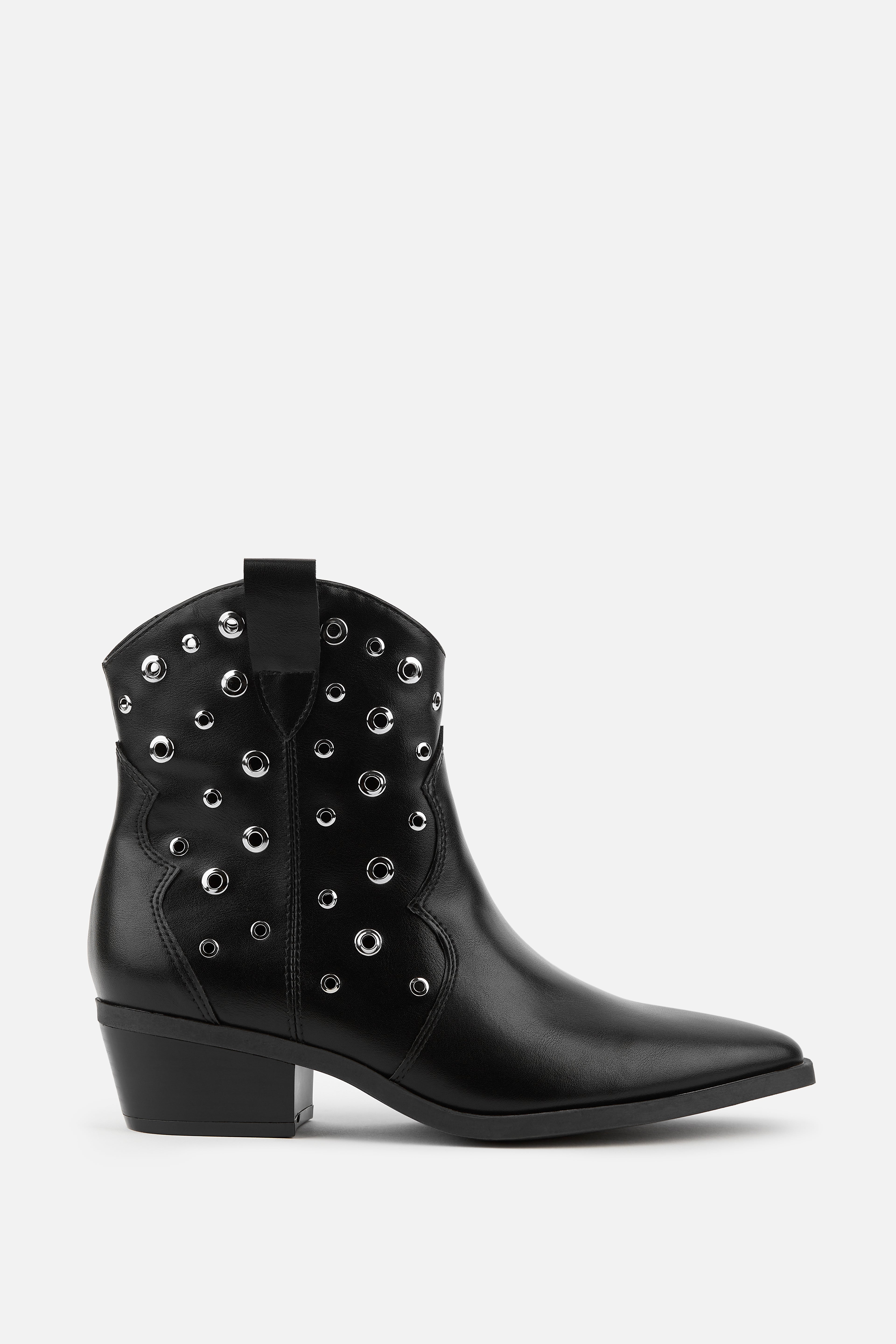 BOTINES COWBOY NEGRO DE MUJER CON TACÓN CORTO