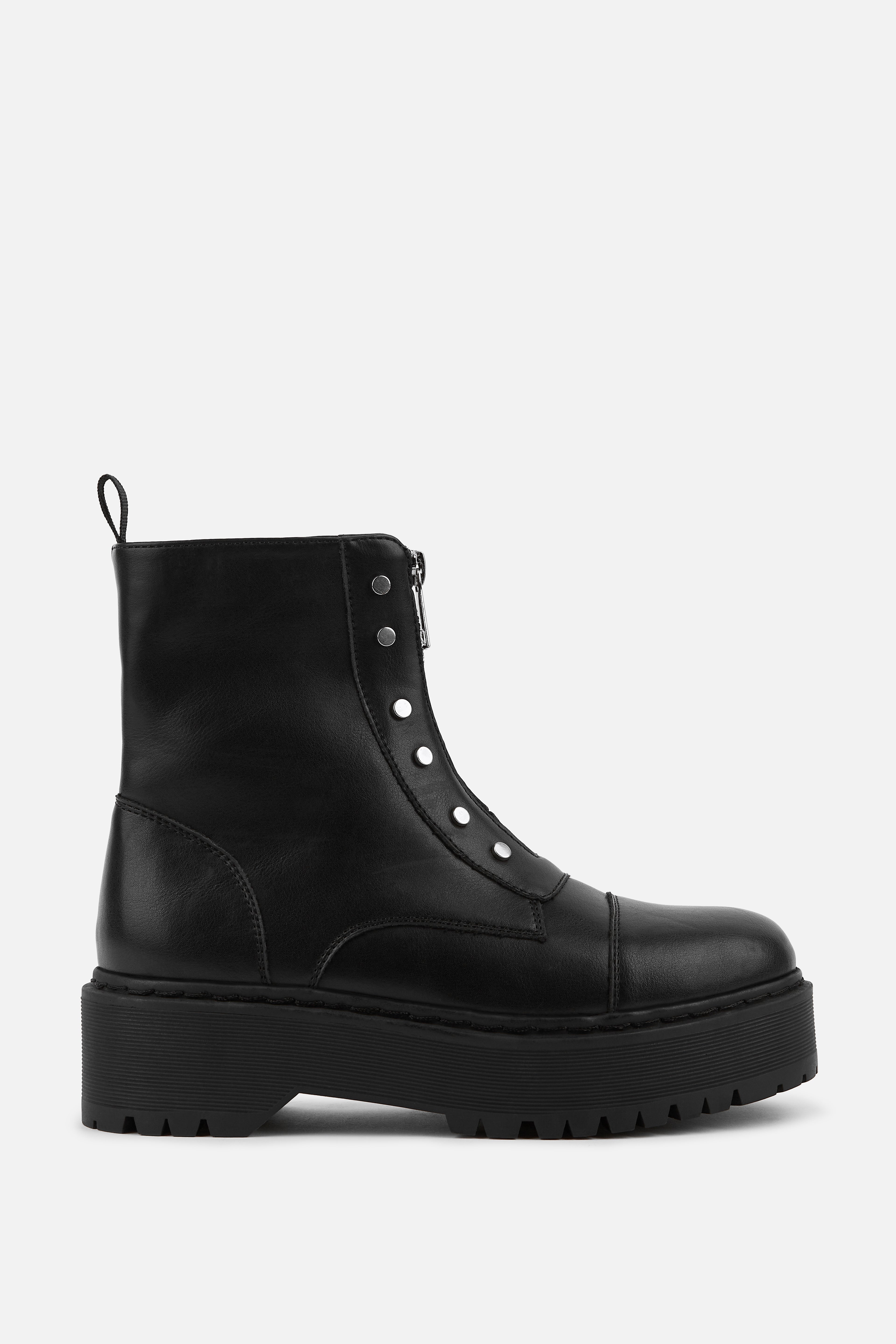 BOTA MILITAR DE MUJER CON CREMALLERA CENTRAL Y TACHAS