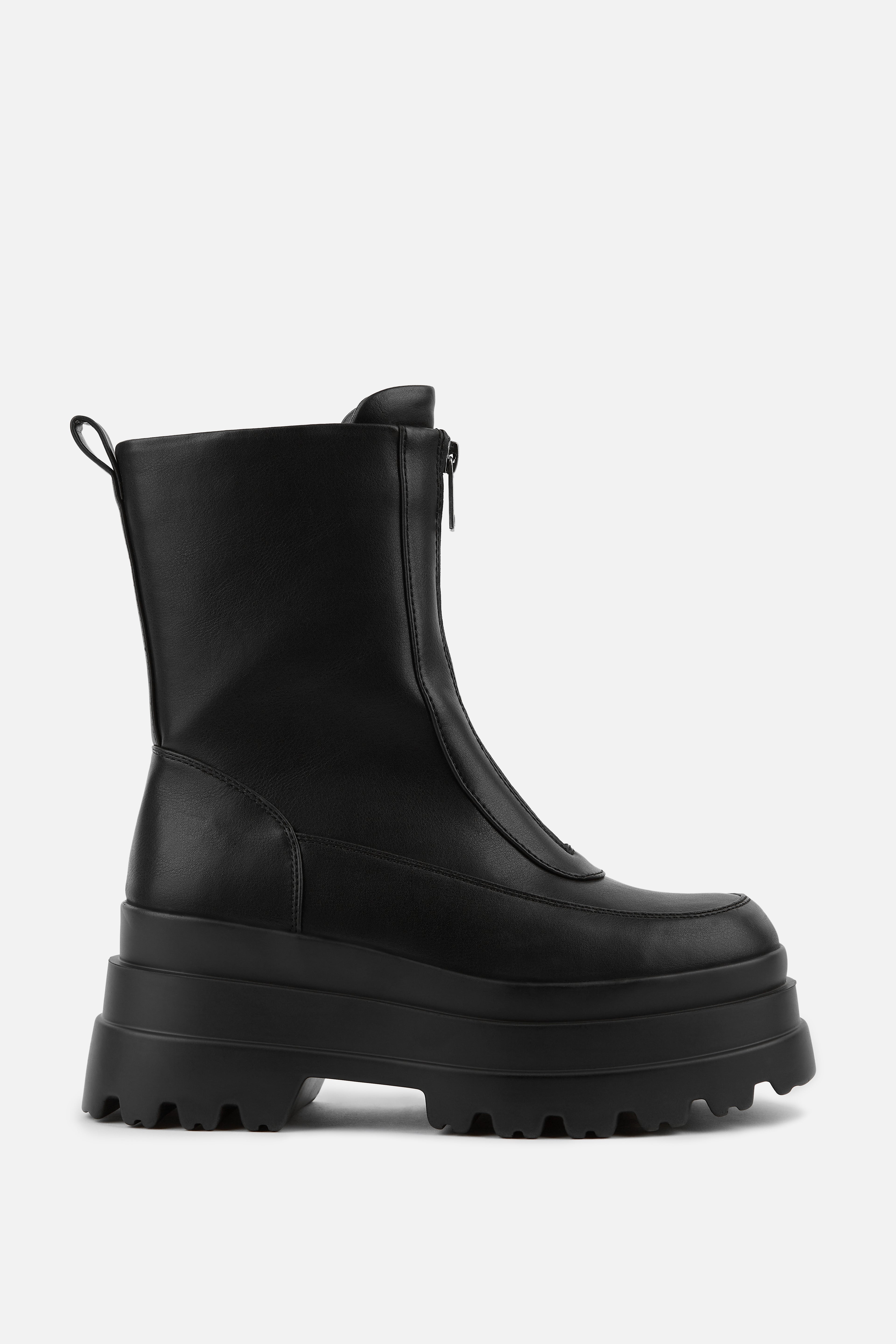 BOTA NEGRA DE MUJER  CON PLATAFORMA XL Y CREMALLERA CENTRAL