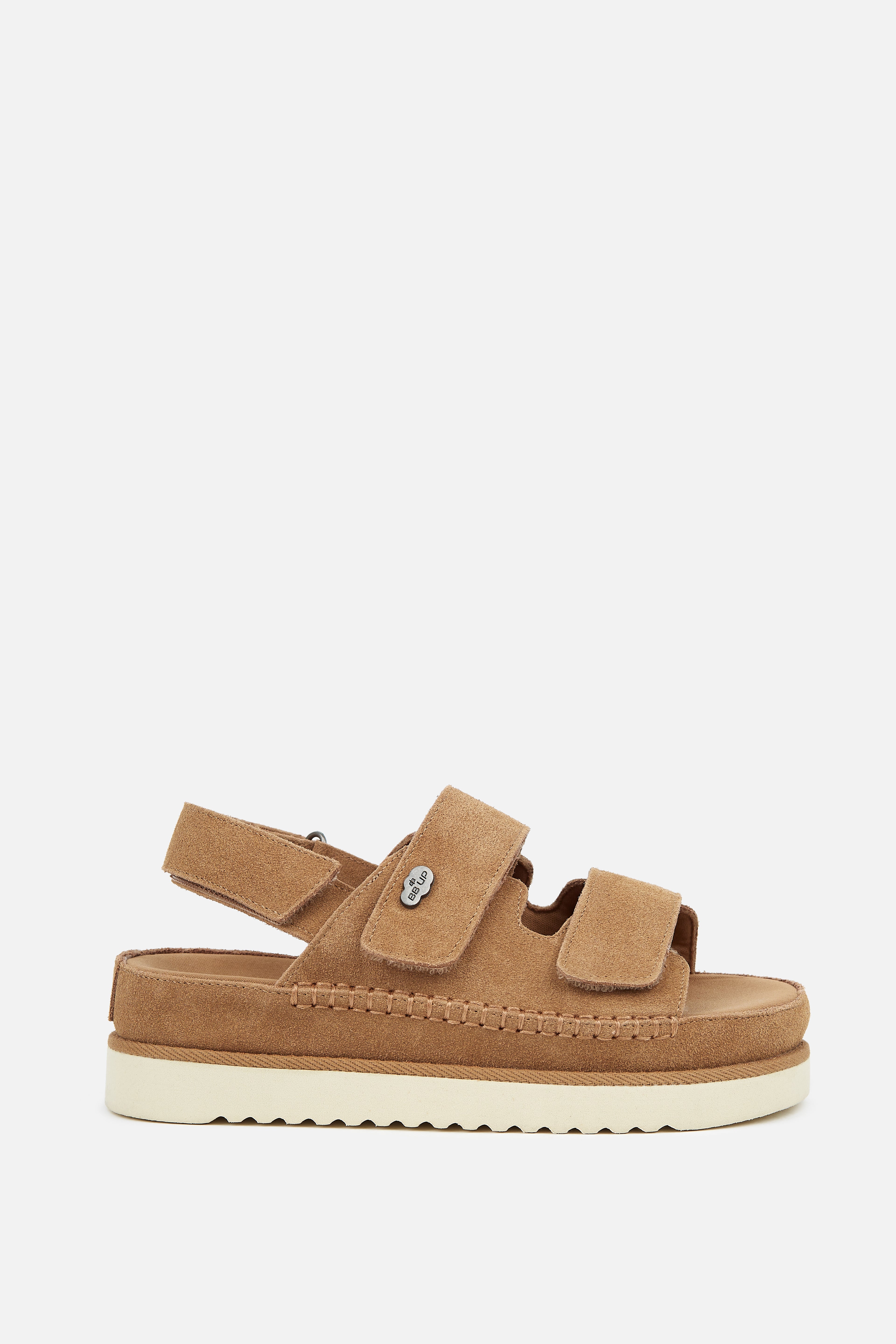 SANDALIA PIEL CAMEL VELCRO MUJER RESORT