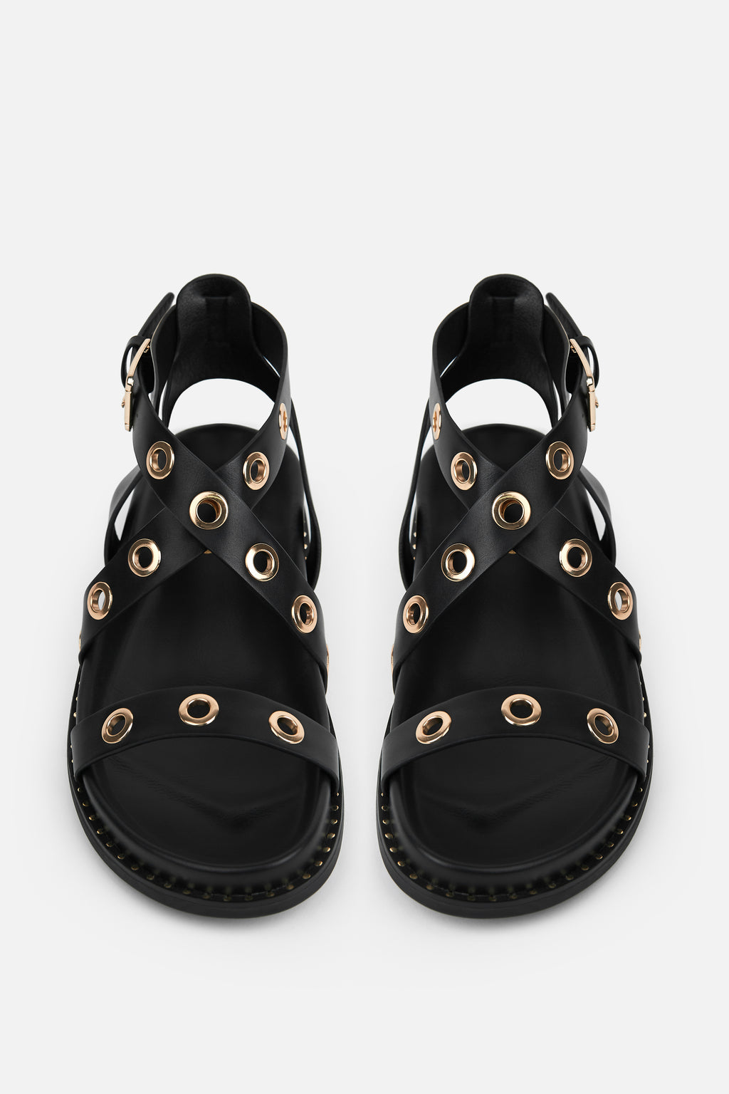 SANDALIA POLIPIEL NEGRA TACHUELAS MUJER URBAN STYLE