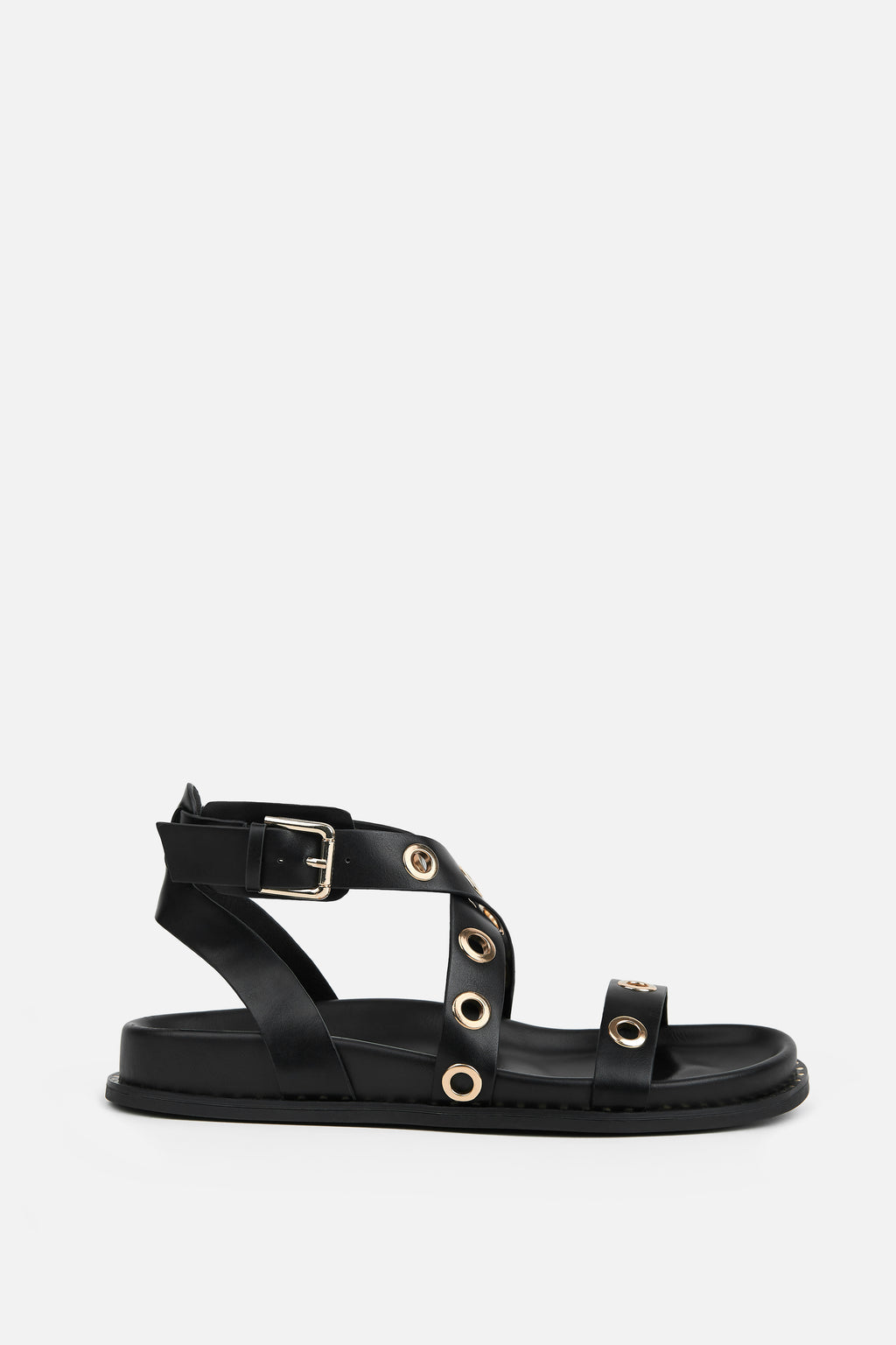 SANDALIA POLIPIEL NEGRA TACHUELAS MUJER URBAN STYLE