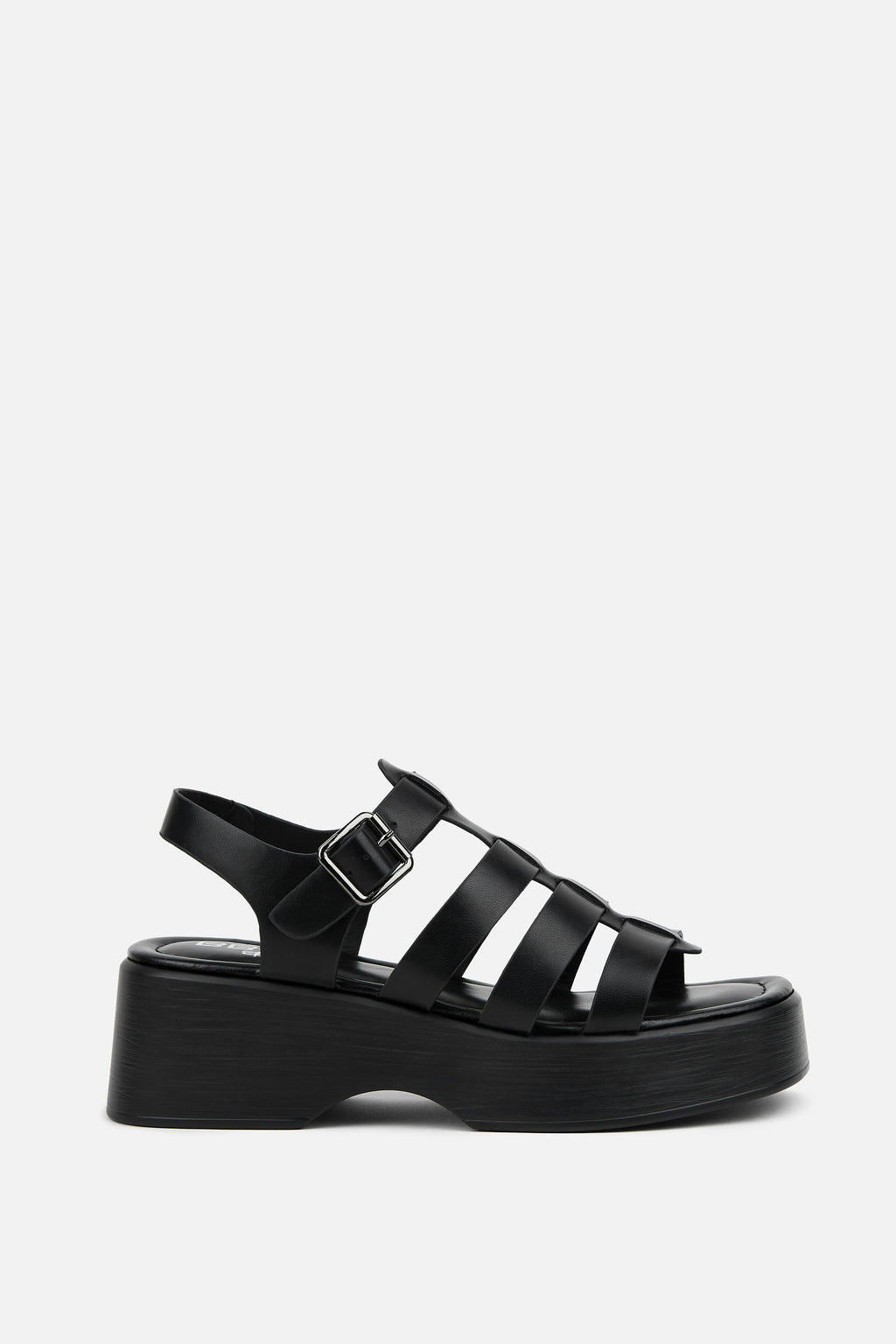 SANDALIA PLATAFORMA POLIPIEL NEGRA HEBILLA AJUSTABLE MUJER URBAN STYLE