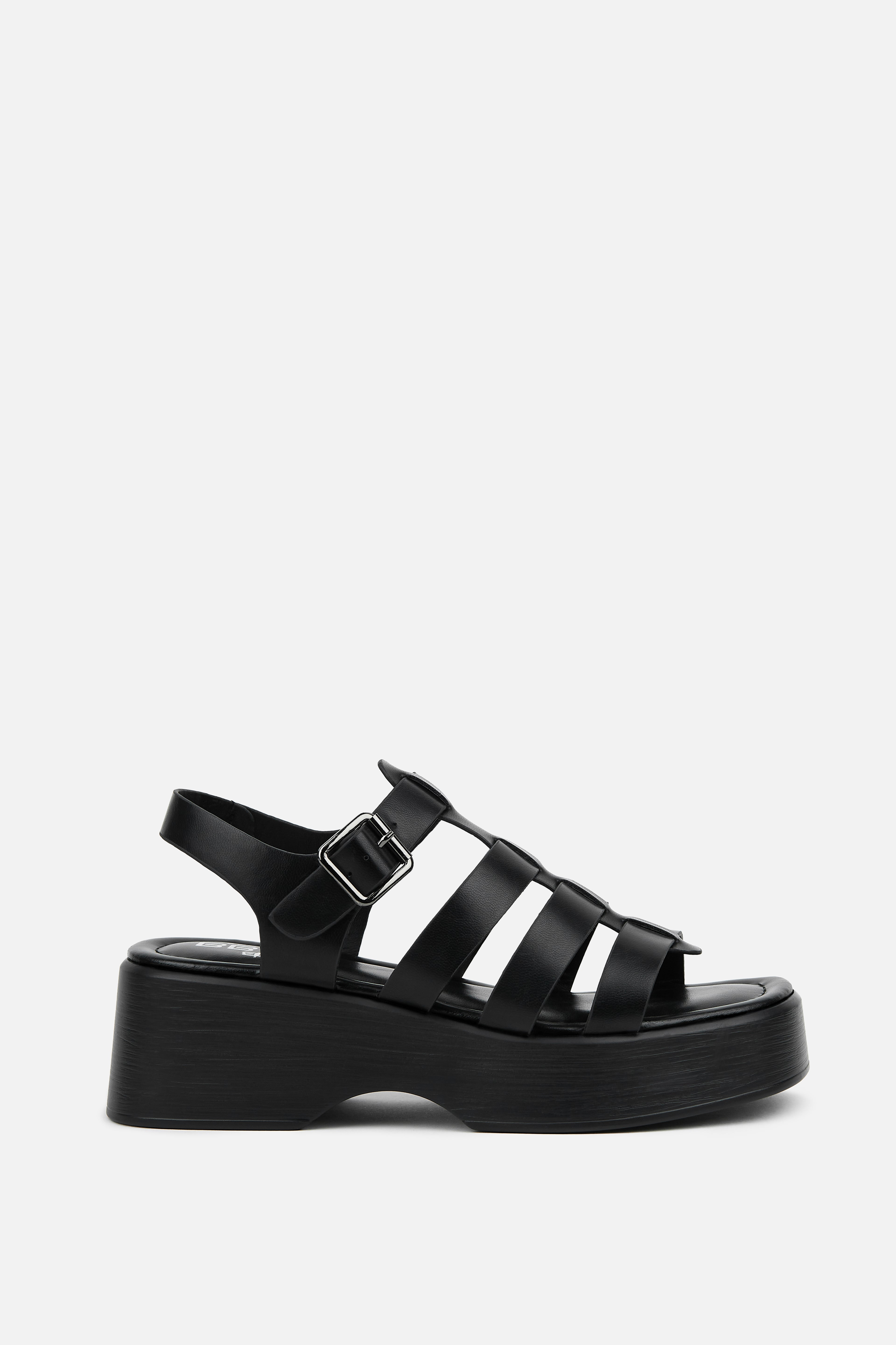 SANDALIA PLATAFORMA POLIPIEL NEGRA HEBILLA AJUSTABLE MUJER URBAN STYLE