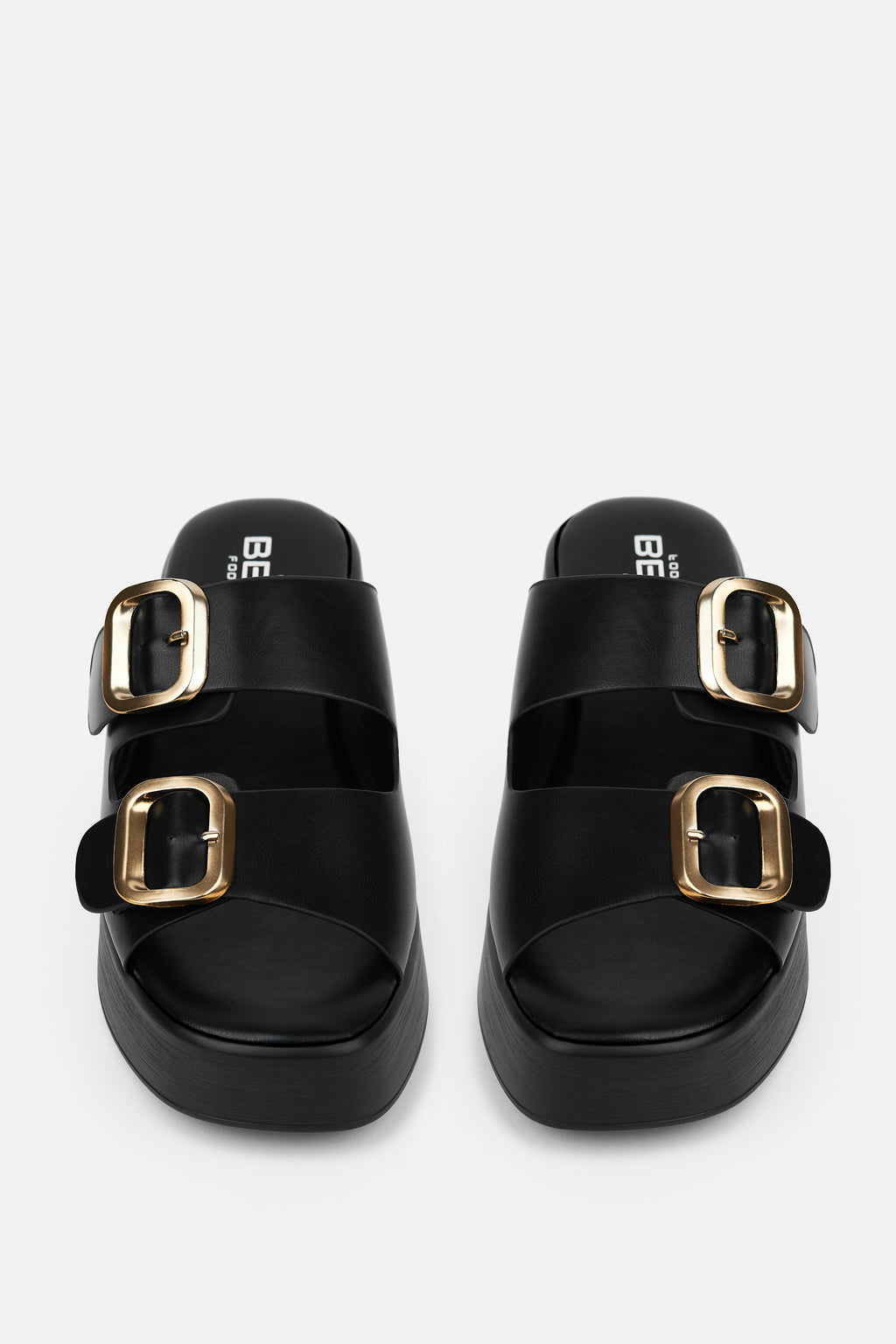 SANDALIA PLATAFORMA POLIPIEL NEGRA HEBILLA MUJER AFTERWORK