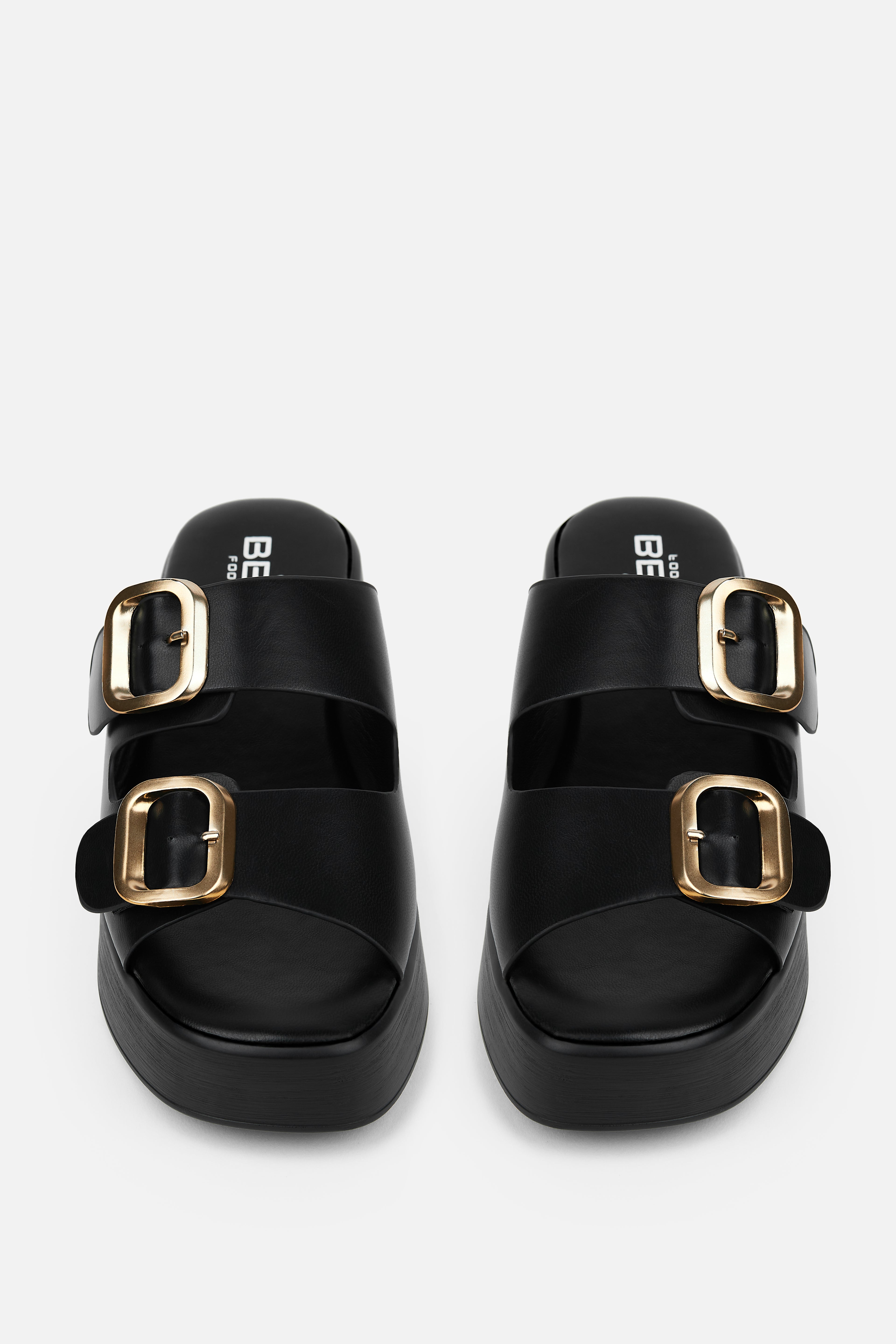 SANDALIA PLATAFORMA POLIPIEL NEGRA HEBILLA MUJER AFTERWORK