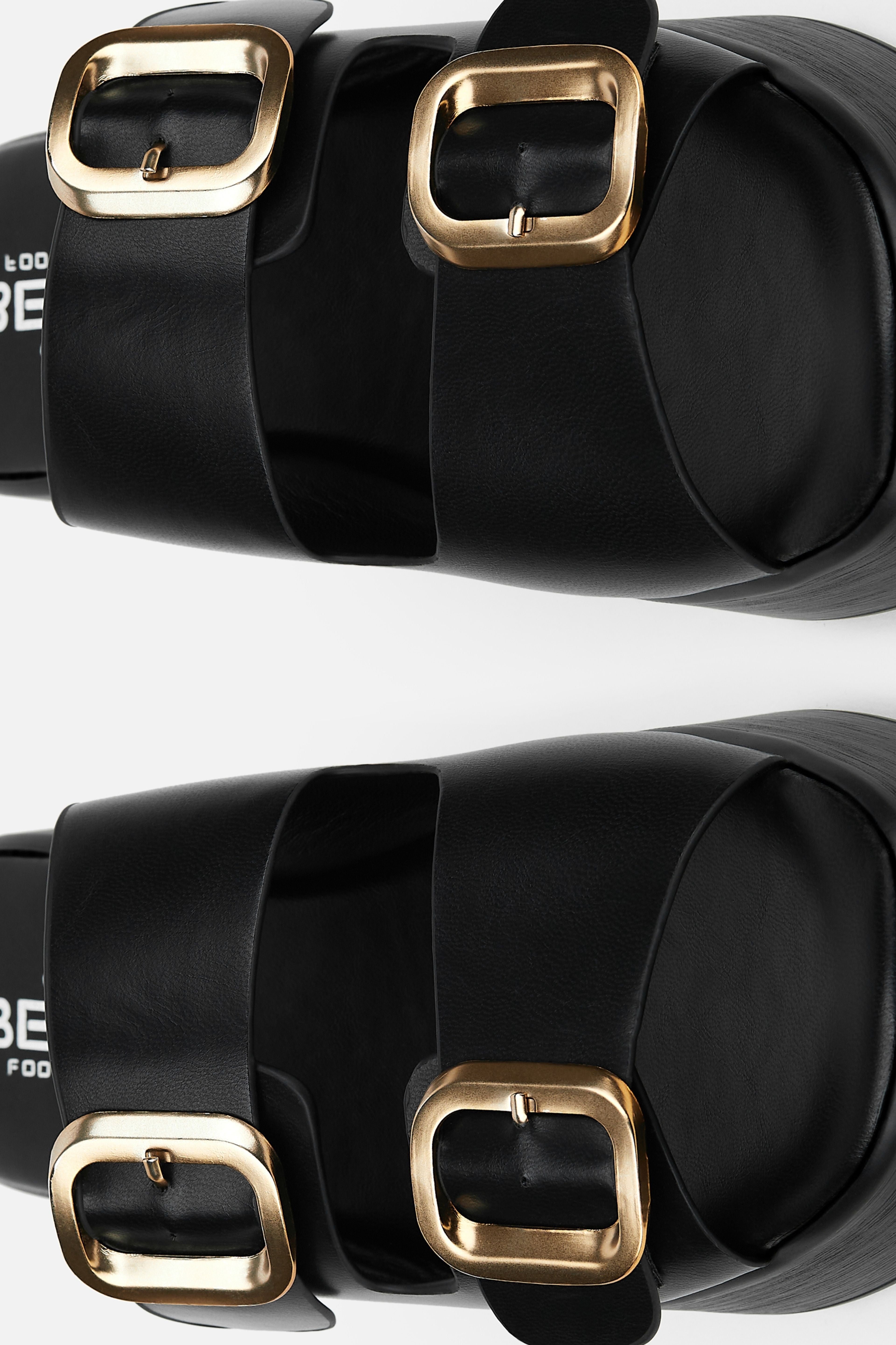 SANDALIA PLATAFORMA POLIPIEL NEGRA HEBILLA MUJER AFTERWORK