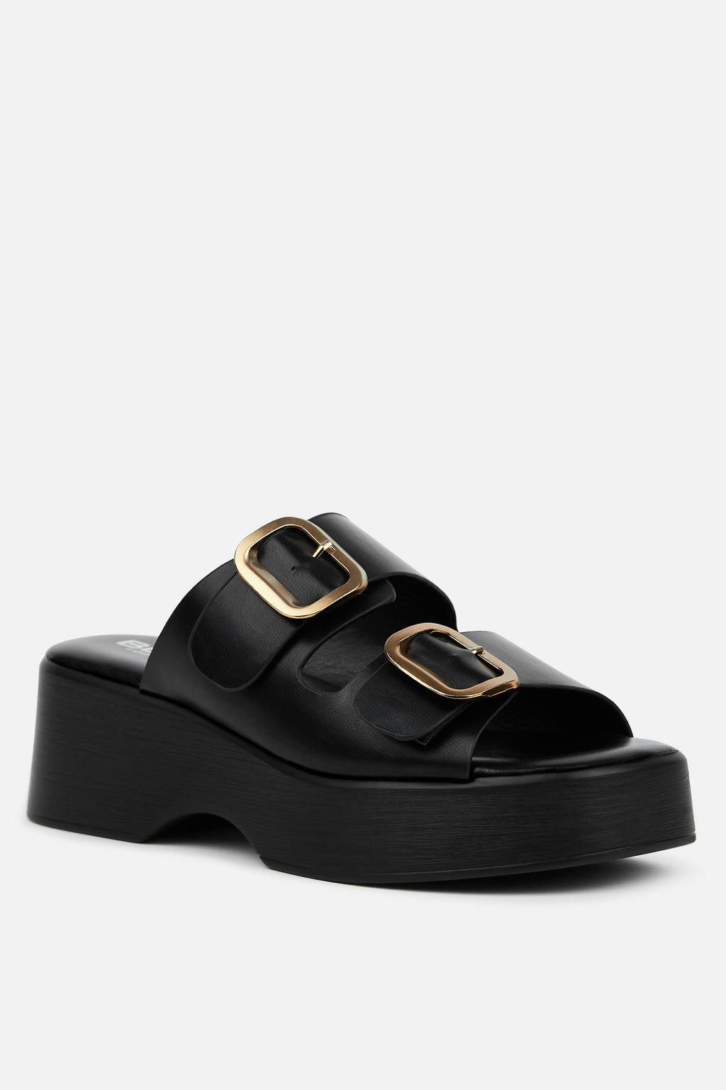 SANDALIA PLATAFORMA POLIPIEL NEGRA HEBILLA MUJER AFTERWORK