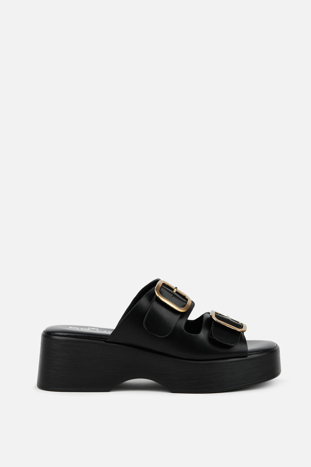 SANDALIA PLATAFORMA POLIPIEL NEGRA HEBILLA MUJER AFTERWORK