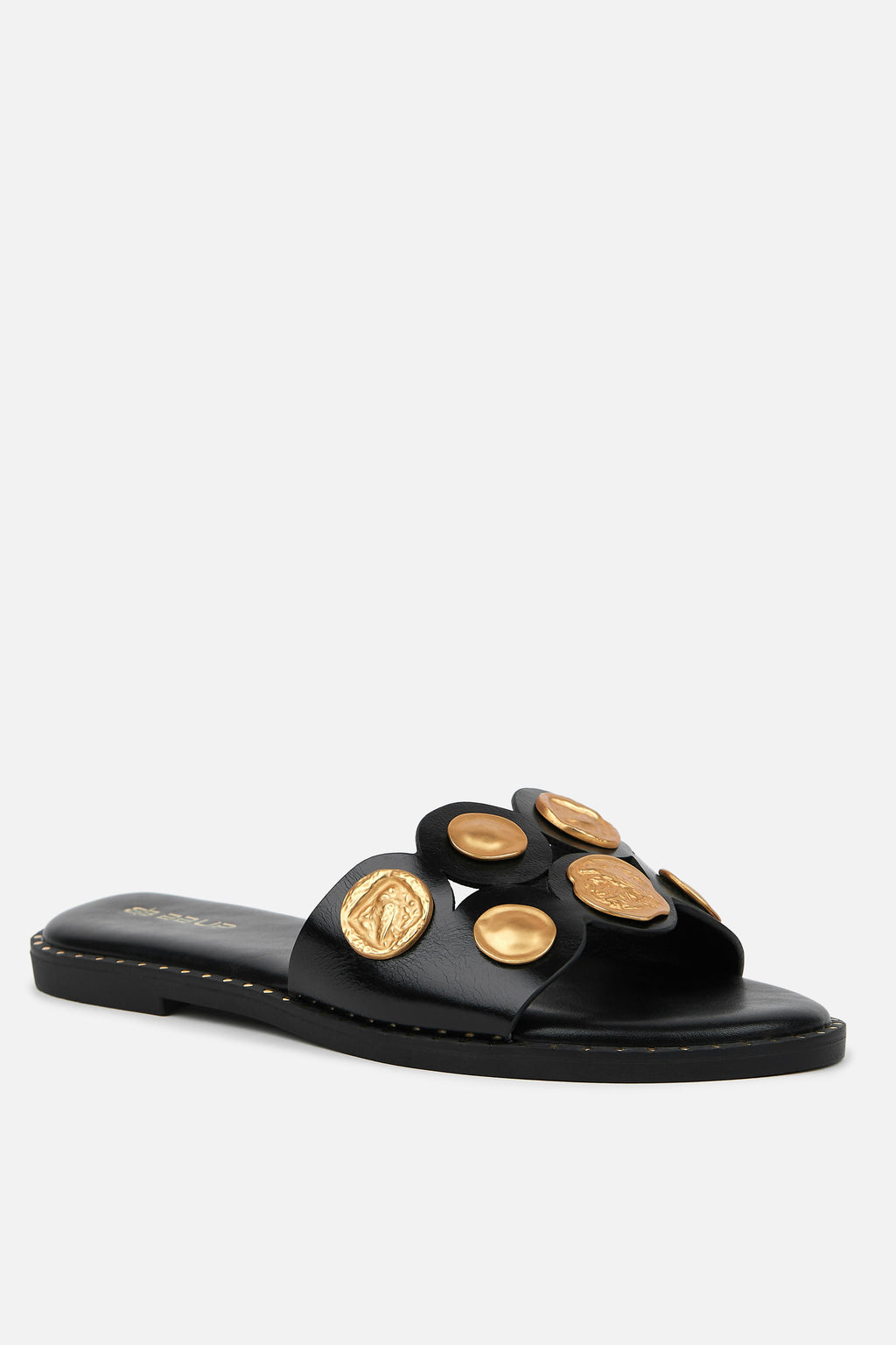 SANDALIA PLANA NEGRA ABALORIOS MUJER MINIMAL CHIC