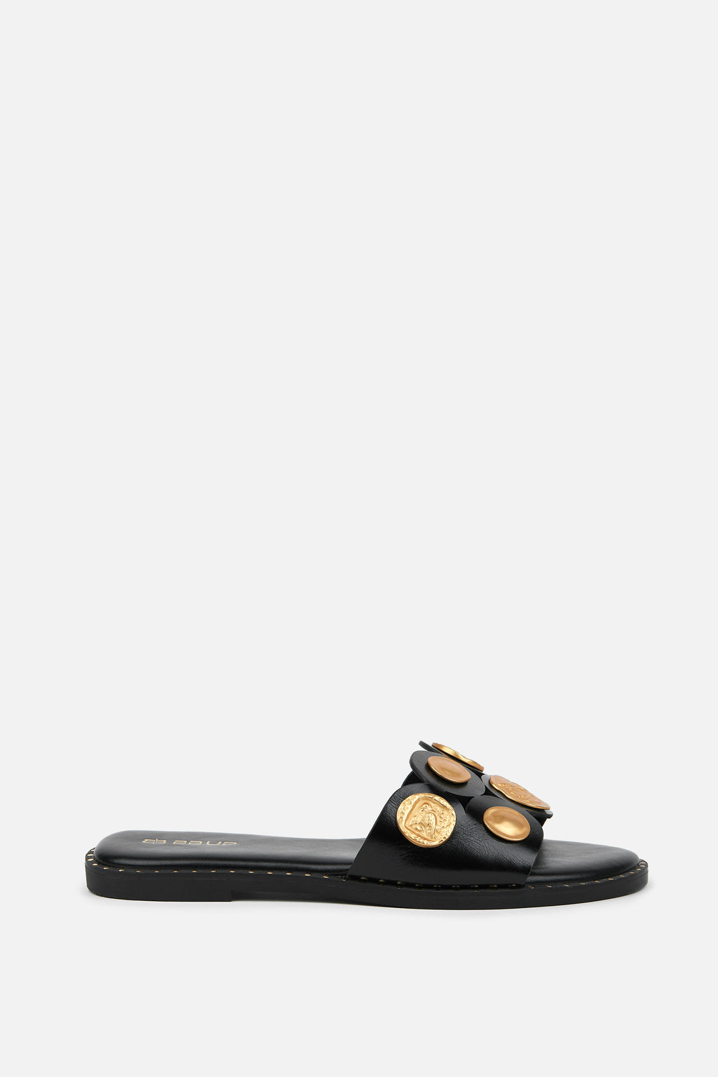 SANDALIA PLANA NEGRA ABALORIOS MUJER MINIMAL CHIC
