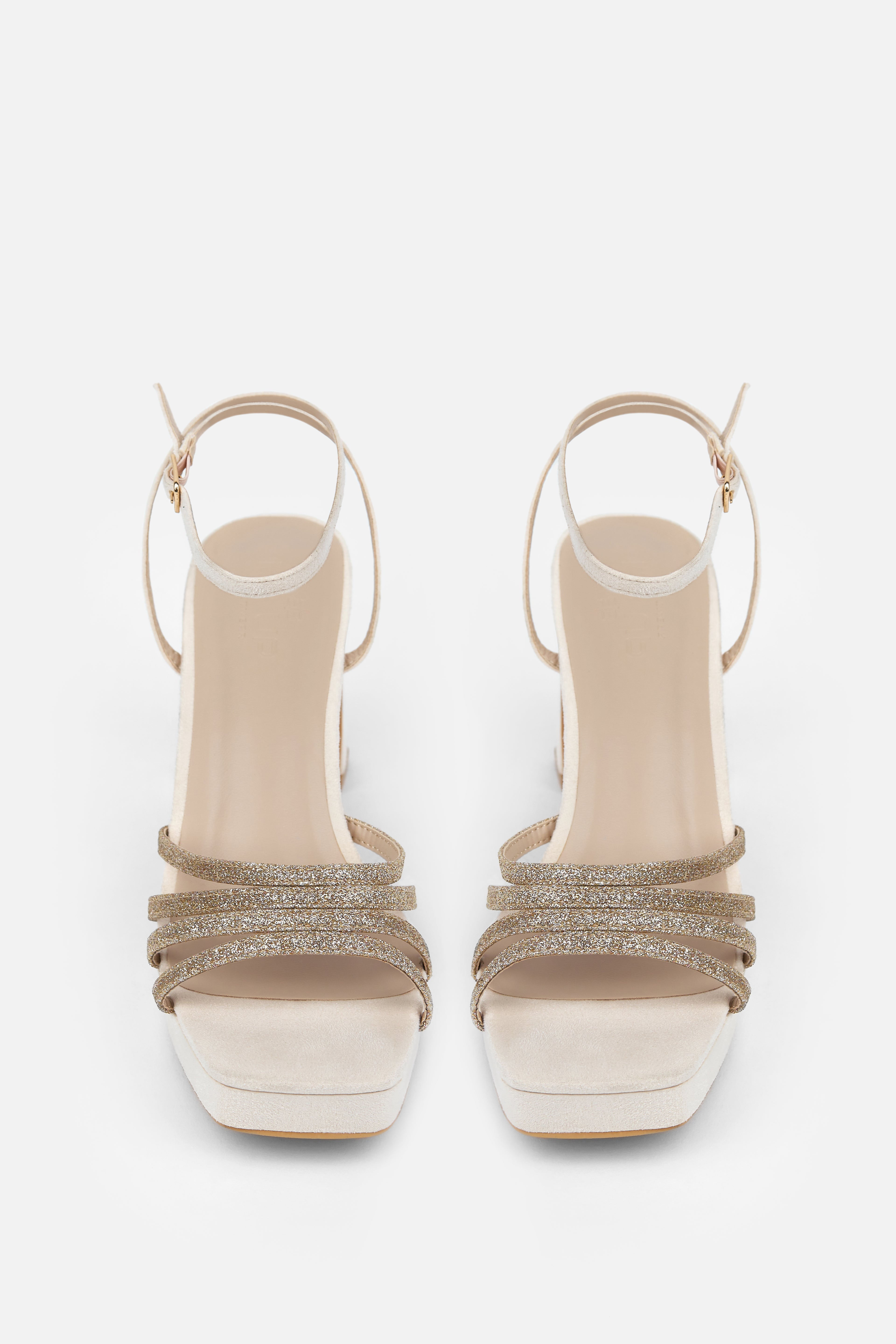 TACÓN PLATAFORMA CHAMPAGNE BRILLO MUJER GALA