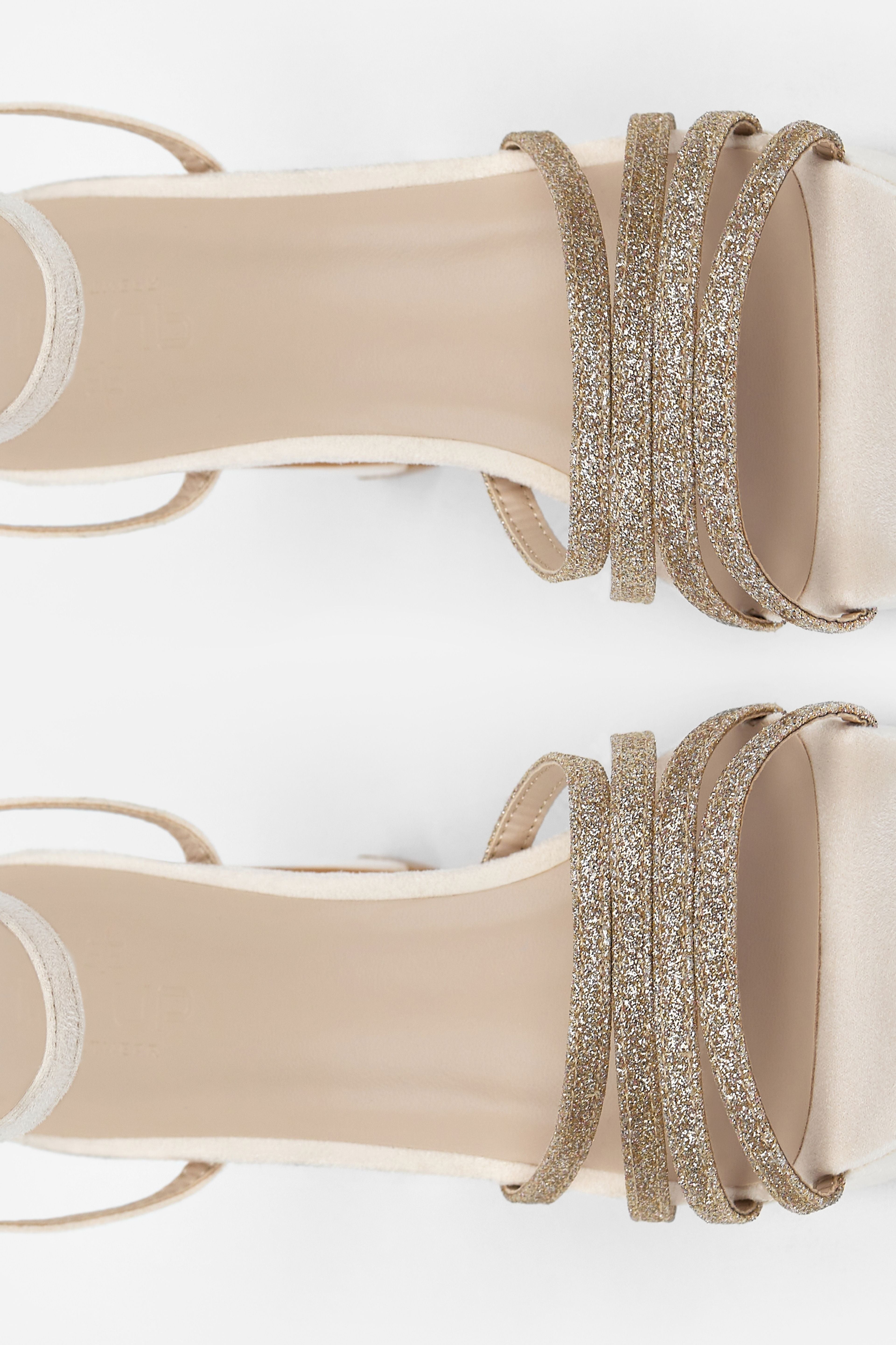 TACÓN PLATAFORMA CHAMPAGNE BRILLO MUJER GALA