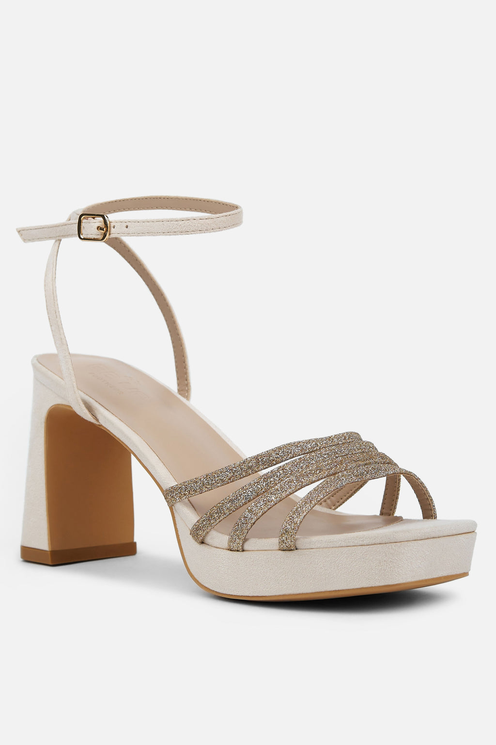 TACÓN PLATAFORMA CHAMPAGNE BRILLO MUJER GALA