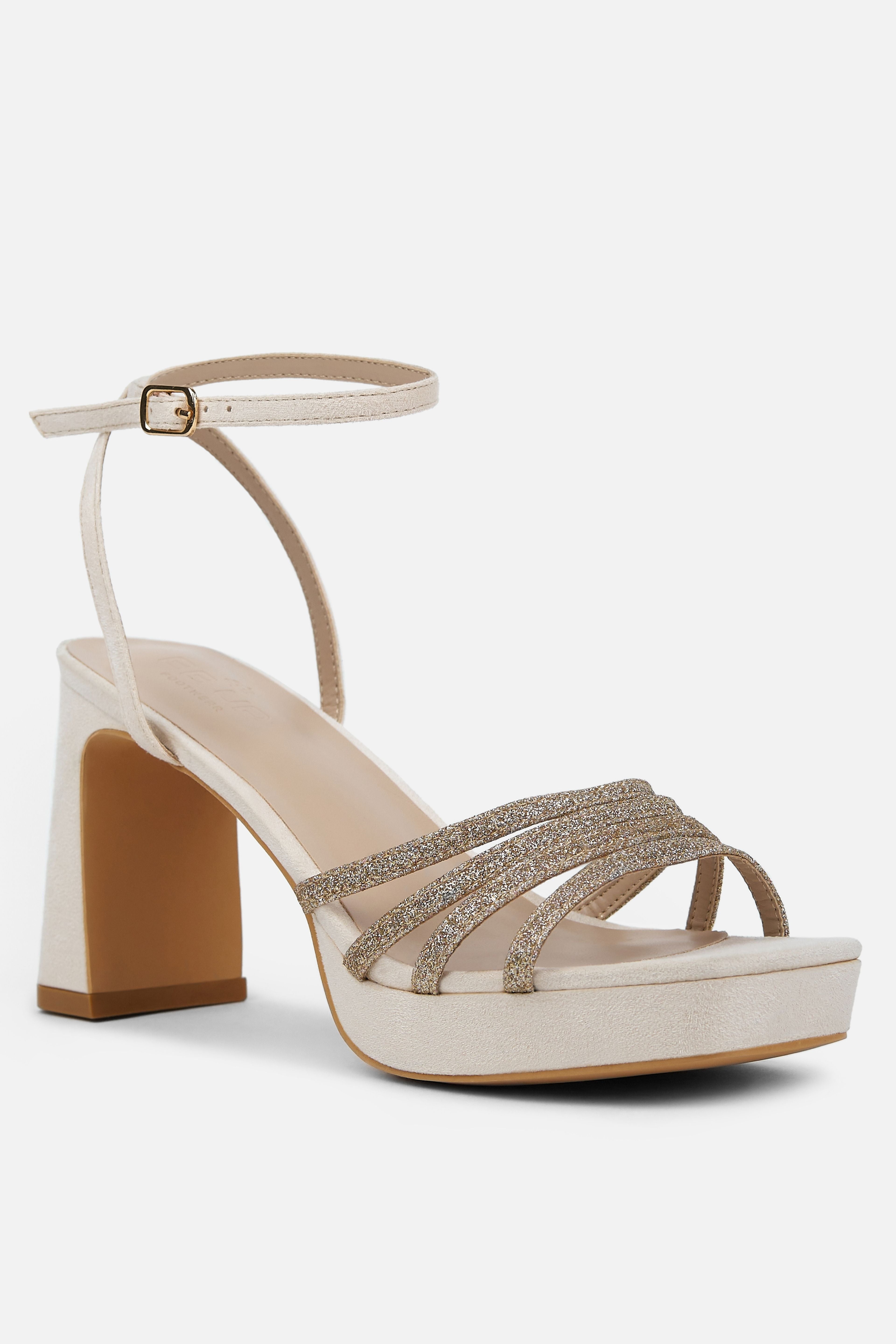 TACÓN PLATAFORMA CHAMPAGNE BRILLO MUJER GALA