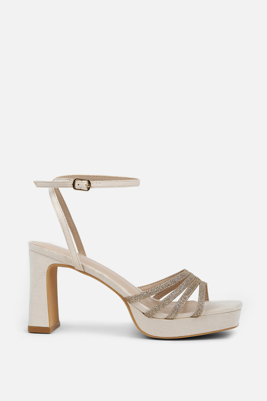 TACÓN PLATAFORMA CHAMPAGNE BRILLO MUJER GALA