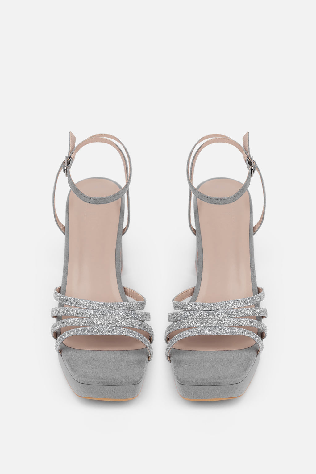 TACÓN PLATAFORMA PLATA BRILLO MUJER NOCHE