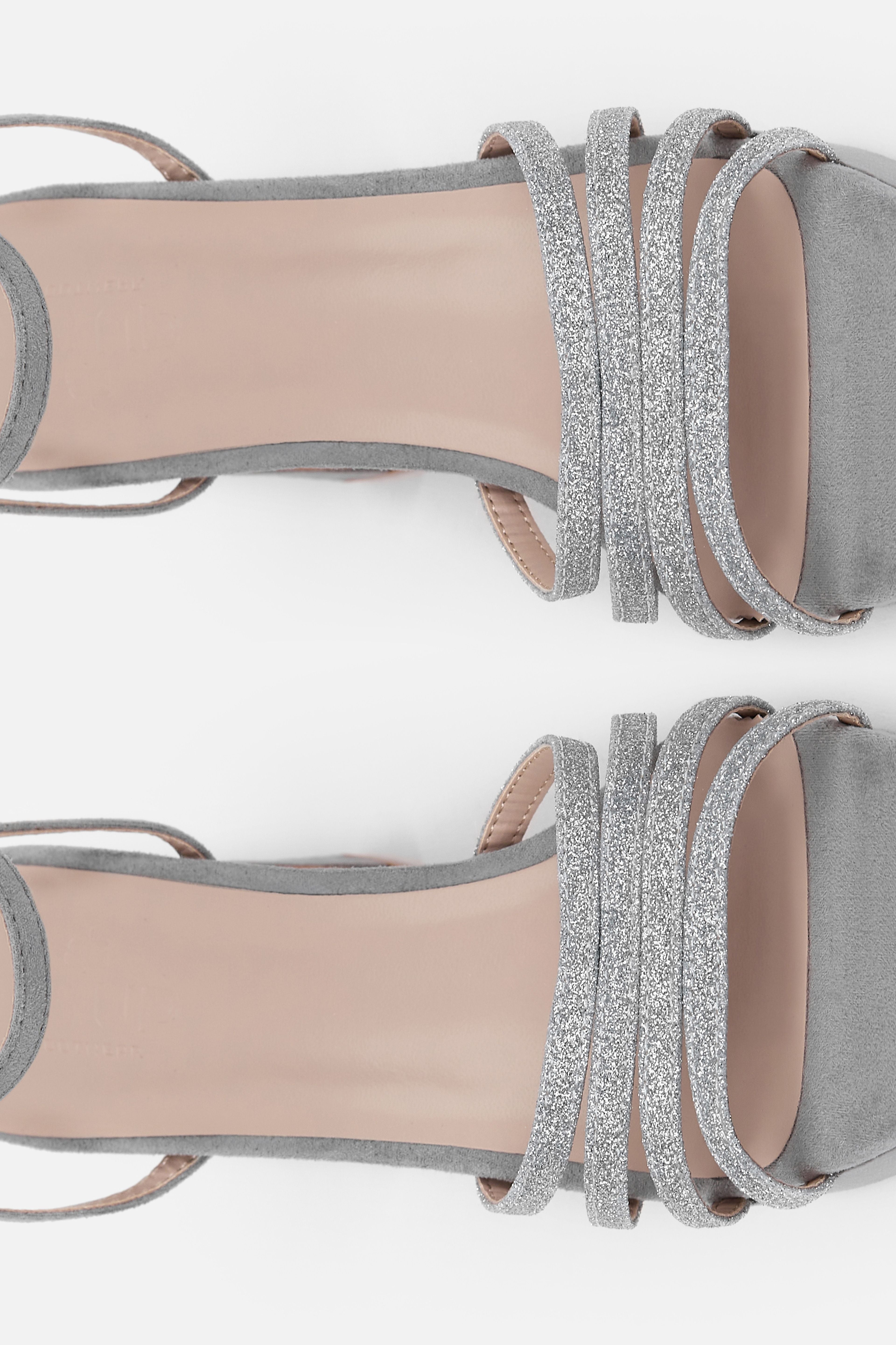 TACÓN PLATAFORMA PLATA BRILLO MUJER NOCHE